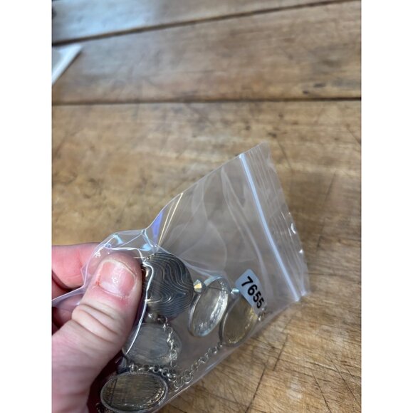 Silver-Tone Oval Pendant Necklace With Textured Design On Chain - Picture 6 of 8